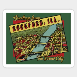 Greetings From Rockford Illinois the Screw City Sticker